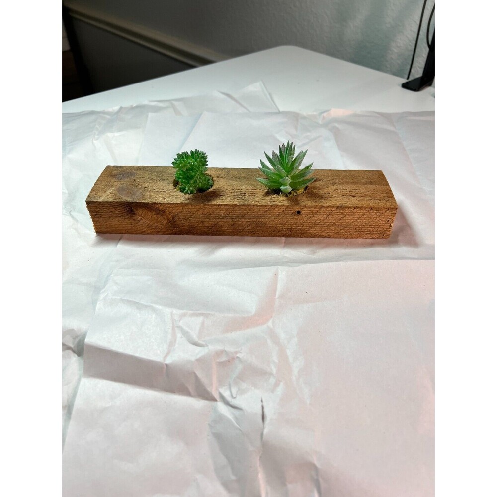 Handmade wood Piece with faux succulent